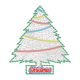 Christmas Tree PU & Glitter & Rhinestone Heat Transfer