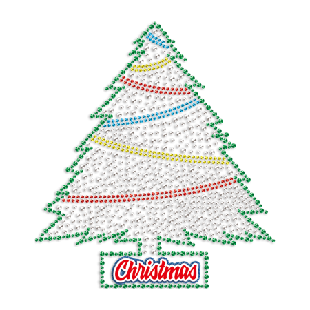 Christmas Tree PU & Glitter & Rhinestone Heat Transfer