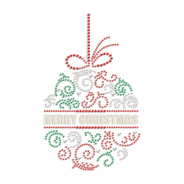 Merry Christmas Bell Glitter & Rhinestone Heat Transfer