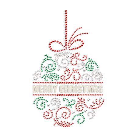 Merry Christmas Bell Glitter & Rhinestone Heat Transfer