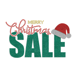 Merry Christmas Sale Glitter & Rhinestone Heat Transfer