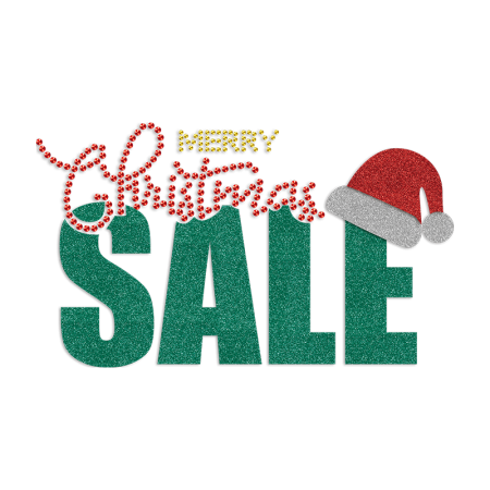 Merry Christmas Sale Glitter & Rhinestone Heat Transfer