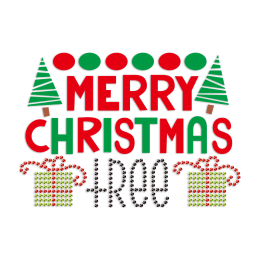 Merry Christmas Tree PU & Rhinestone Heat Transfer