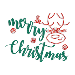 Merry Christmas Glitter & Rhinestone Heat Transfer