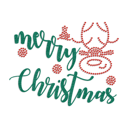 Merry Christmas Glitter & Rhinestone Heat Transfer