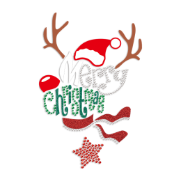 Merry Christmas PU & Glitter & Rhinestone Heat Transfer