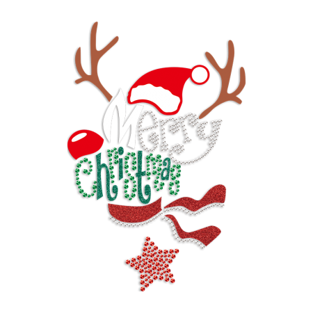 Merry Christmas PU & Glitter & Rhinestone Heat Transfer