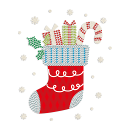 Christmas Stocking PU & Glitter & Rhinestone Heat Transfer