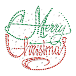 Merry Christmas Rhinestone Heat Transfer