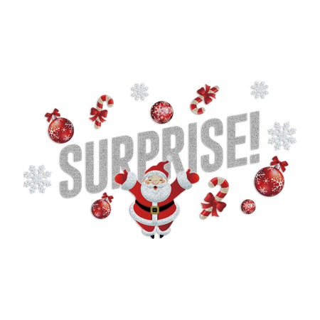 Santa Surprise Gliiter Heat Transfer