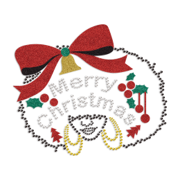 Merry Christmas Afro Girl Rhinestone & Gliiter Heat Transfer