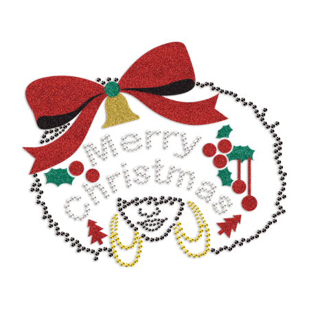 Merry Christmas Afro Girl Rhinestone & Gliiter Heat Transfer