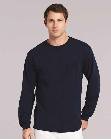 Gildan-Ultra Cotton® Long Sleeve Pocket T-Shirt-2410