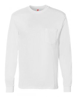 Hanes-Tagless® Long Sleeve Pocket T-Shirt-5596