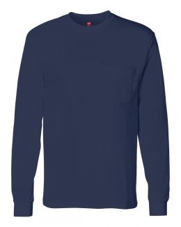 Hanes-Tagless® Long Sleeve Pocket T-Shirt-5596
